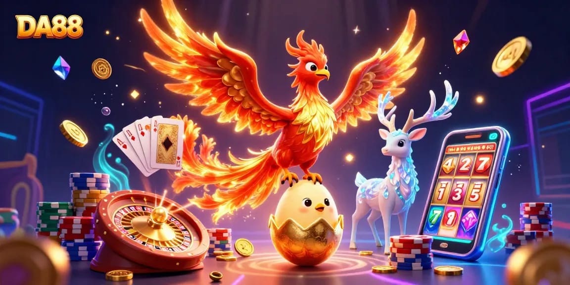 Experience the thrilling world of DA88 Casino with a dazzling illustration of winning moments.
