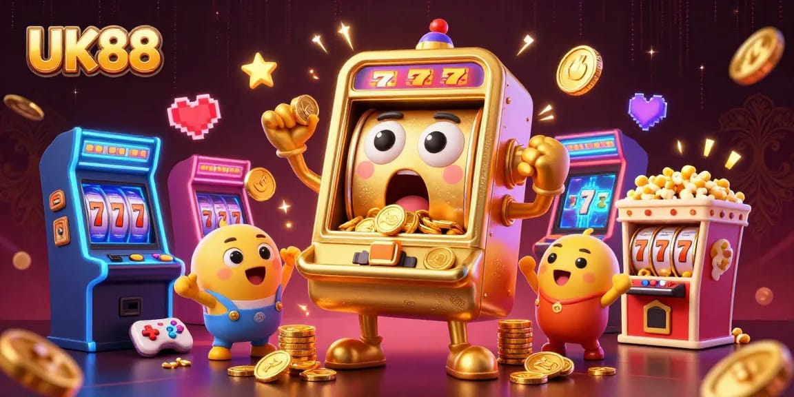 Experience the excitement of UK88 as a golden slot machine hits the jackpot!