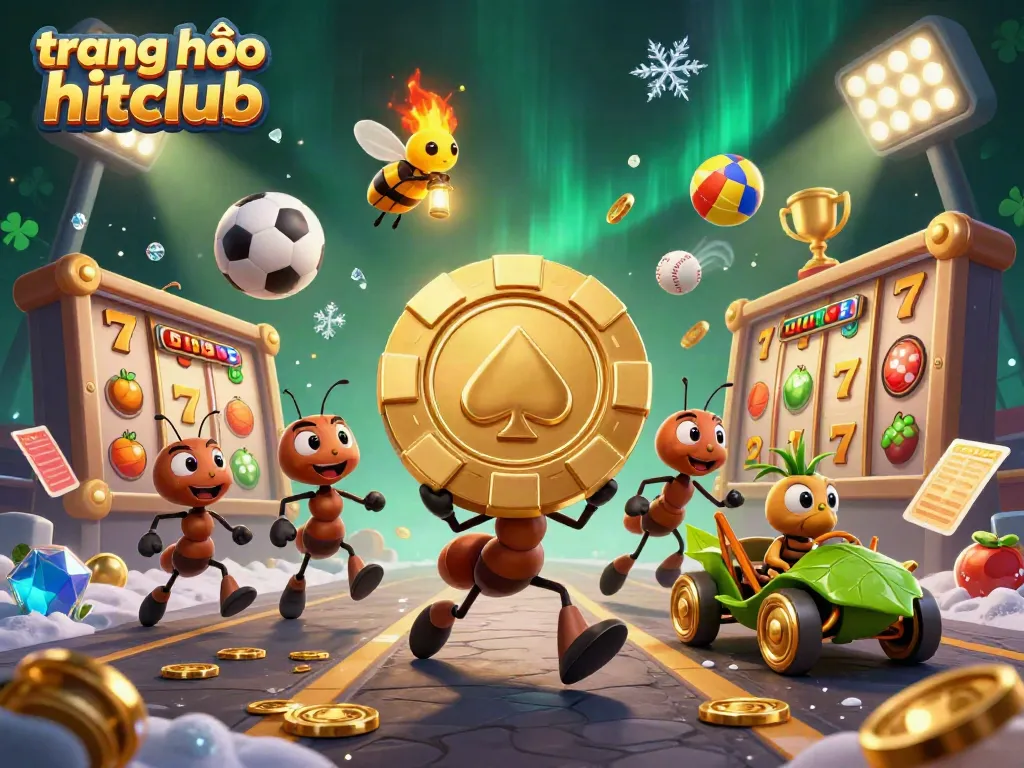 Experience the excitement on trang chủ hitclub with our dynamic heist scene featuring cheerful ants and engaging gaming elements.