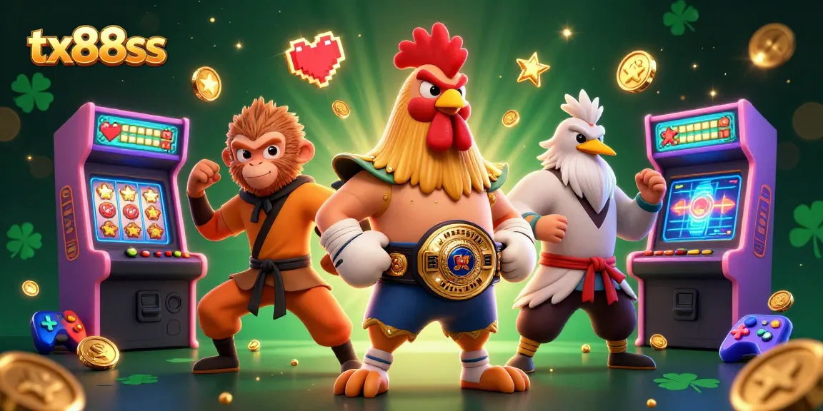 Win big with tx88ss at a dynamic casino scene featuring cartoon characters and vibrant game elements.