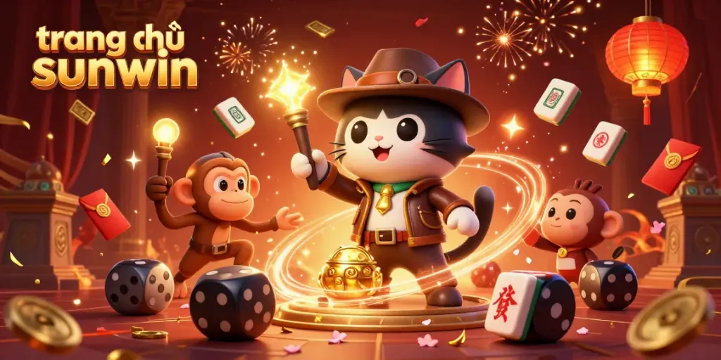 Engage with trang chủ sunwin through an exciting 3D illustration of an explorer cat discovering treasures.
