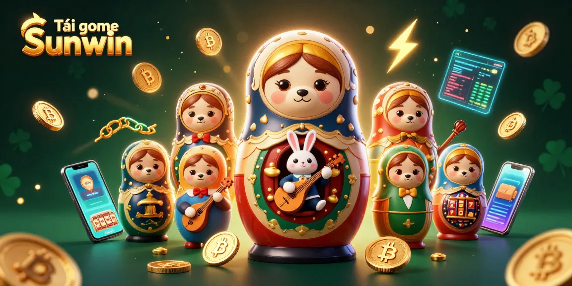 Tải game Sunwin by engaging a fun-filled cartoon scene with casino elements and characters.