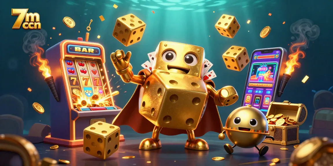 Engage with 7m cnn through a vibrant 3D illustration showcasing golden dice and casino themes.