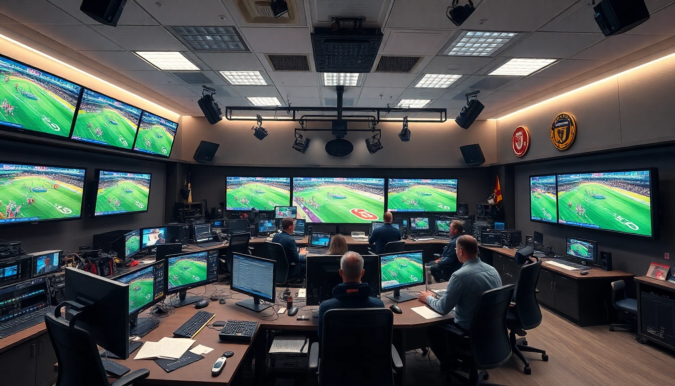 Captivating sports broadcasting scene showcasing technology and live action.