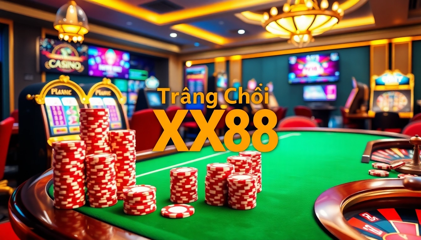 Experience the excitement of trang chủ XX88 with vibrant casino tables and dynamic gaming interfaces.