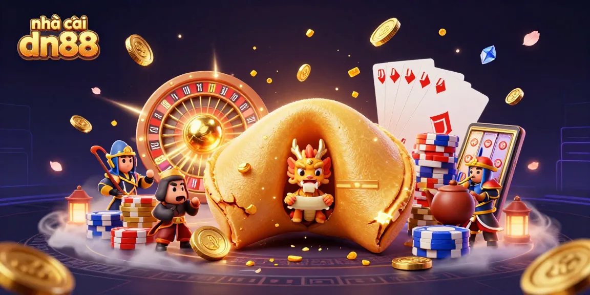 Experience the thrill of nhà cái dn88 with golden treasures and dynamic casino elements in this engaging illustration.