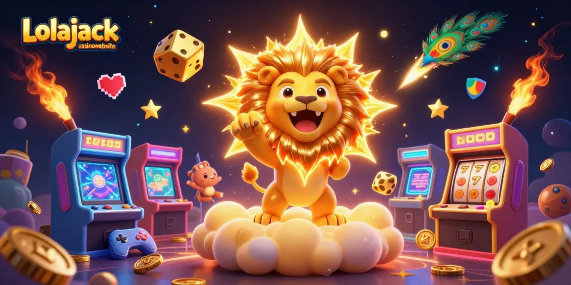 Experience the thrill of the Lolajack casinowebsite with vibrant 3D characters and casino elements.