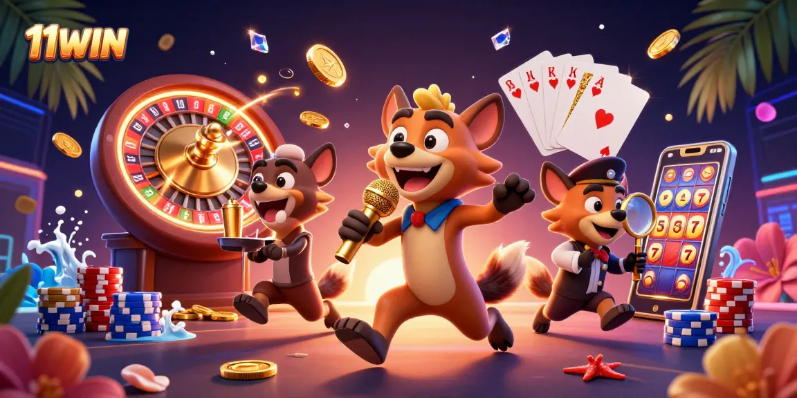 Experience the vibrant atmosphere of 11WIN with hyenas entertaining and engaging at the casino.