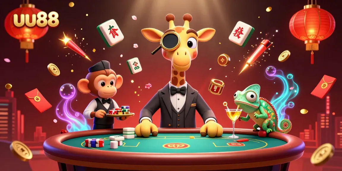 Experience the excitement at uu88 with a high-roller giraffe and vibrant casino elements!