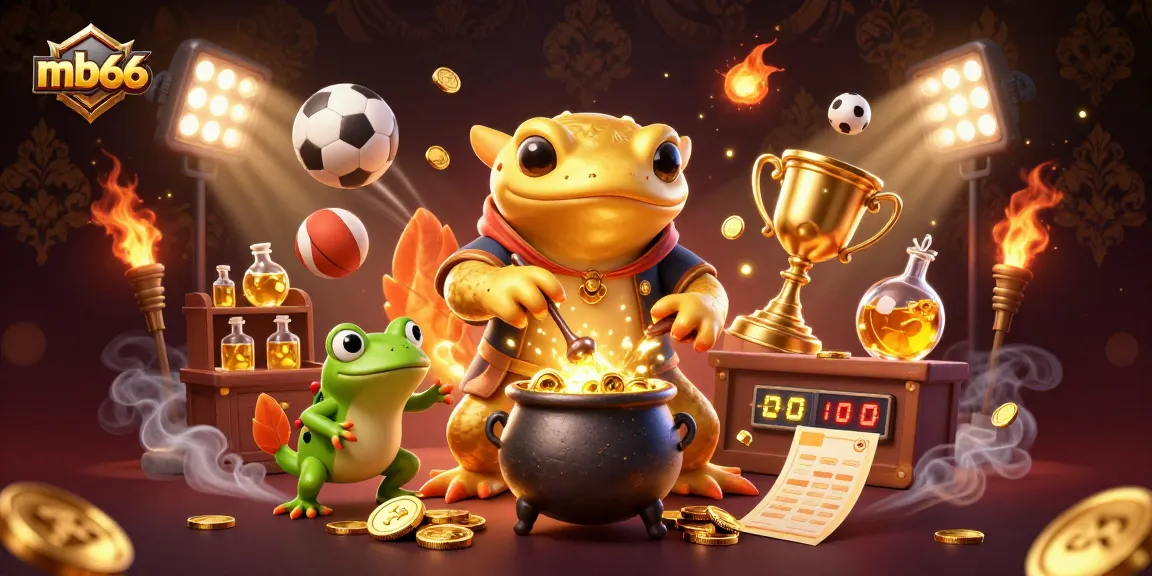 Bet on mb66 with vibrant 3D characters and sports elements depicting thrilling online gambling.